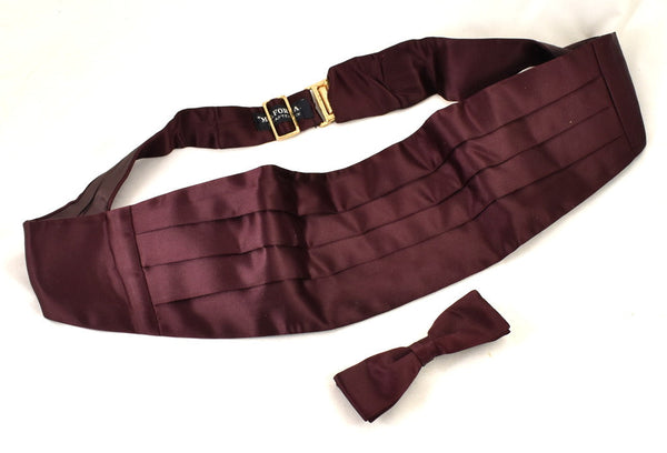 NIB Vintage Burgundy Cummerbund & Bow Tie Set Cats Like Us