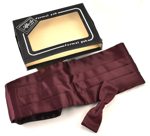 NIB Vintage Burgundy Cummerbund & Bow Tie Set Cats Like Us