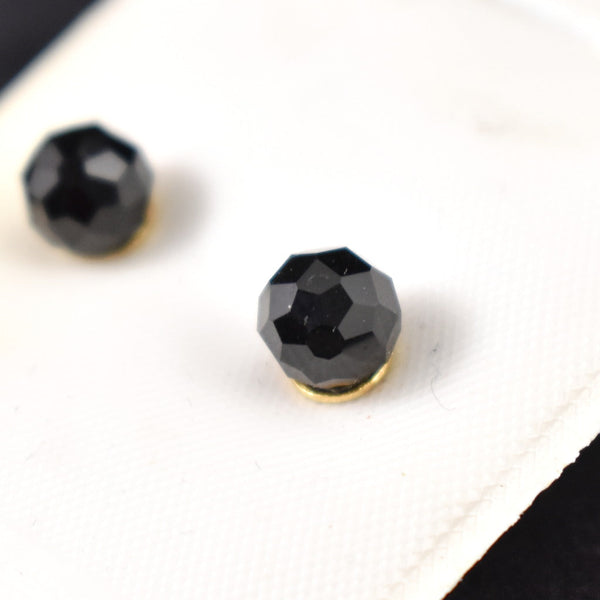 NOS Faceted Blk Bead Earrings Cats Like Us