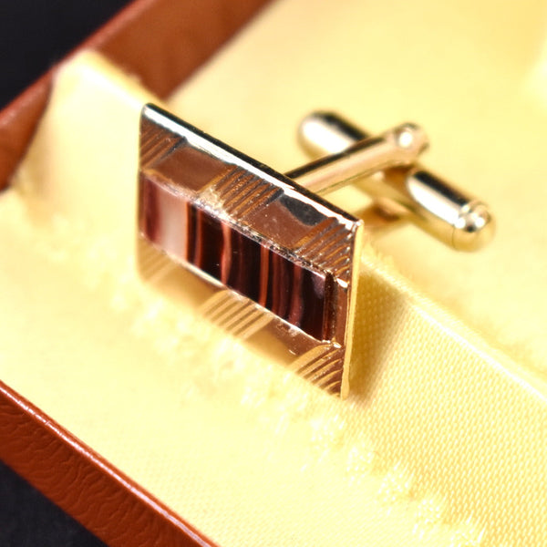 NOS Inlaid Cuff Links & Tie Bar Cats Like Us