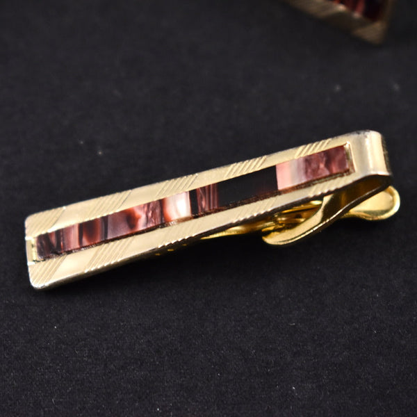 NOS Inlaid Cuff Links & Tie Bar Cats Like Us