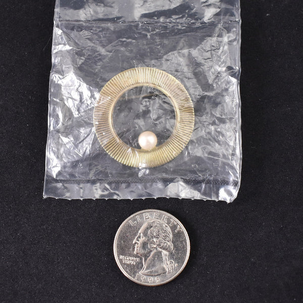 NOS Pearl Circle Vintage Brooch Cats Like Us
