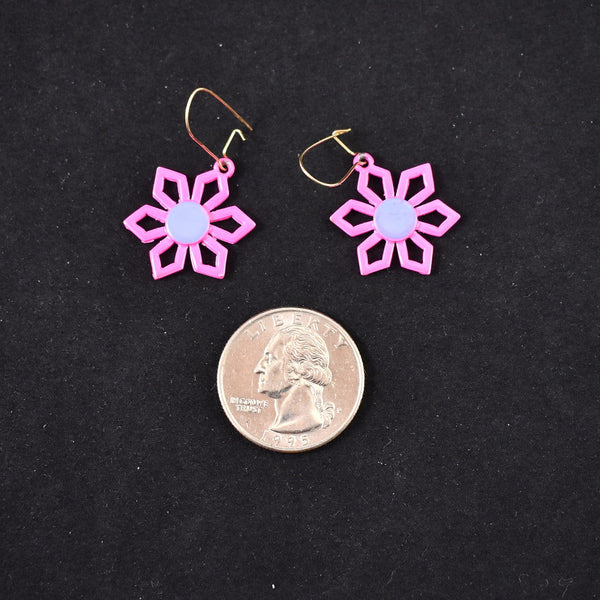NOS Pink Flower Earrings Cats Like Us