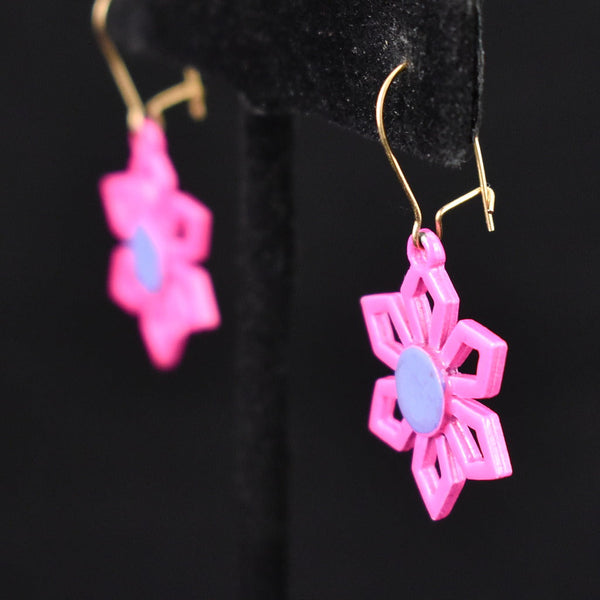 NOS Pink Flower Earrings Cats Like Us