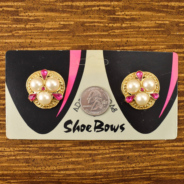 NOS Pink & Pearl Shoe Clips Cats Like Us