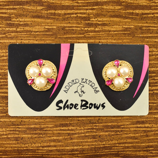 NOS Pink & Pearl Shoe Clips Cats Like Us