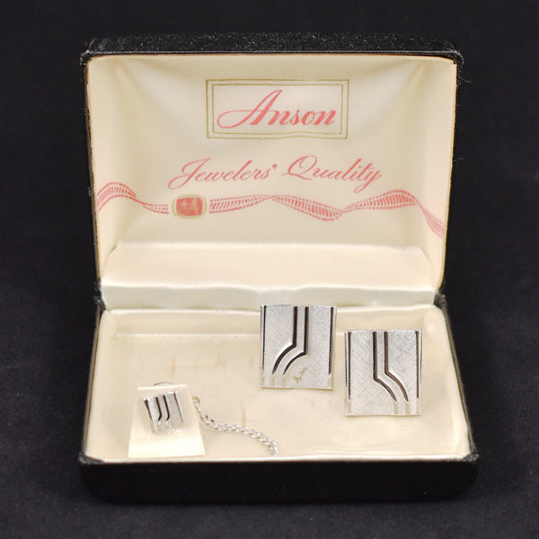 NOS Silver Lines Vintage Cuff Links & T Cats Like Us