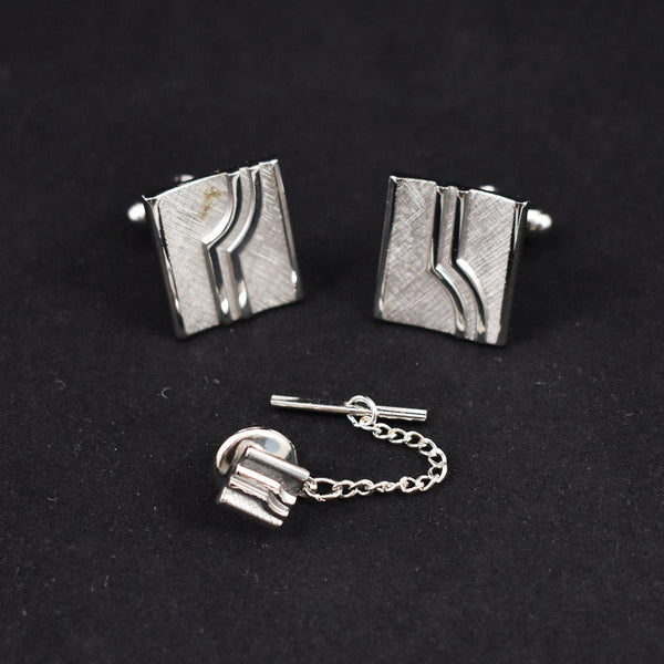 NOS Silver Lines Vintage Cuff Links & T Cats Like Us