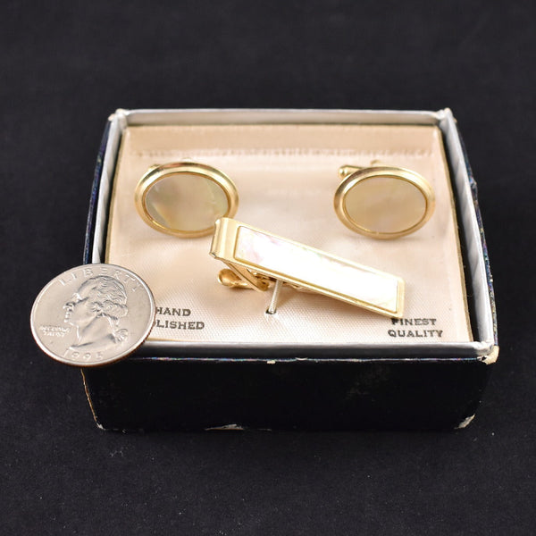 NOS Vintage Mother of Pearl Links & Bar Cats Like Us