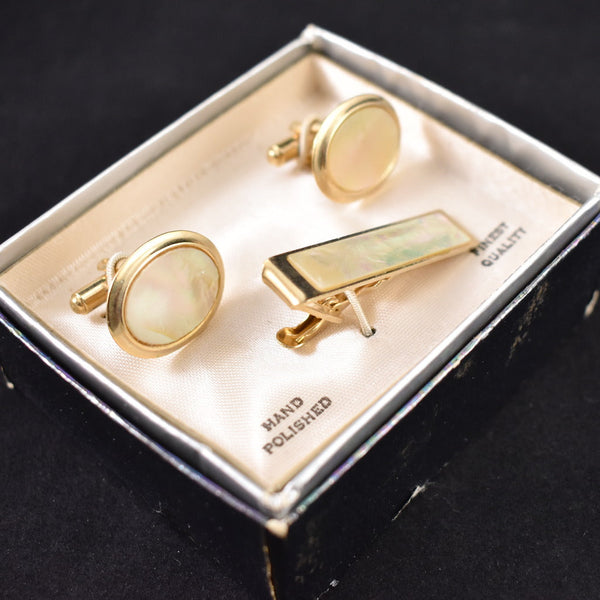 NOS Vintage Mother of Pearl Links & Bar Cats Like Us