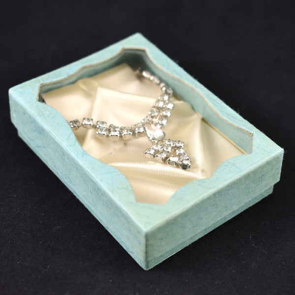 NOS Vintage Rhinestone Point Necklace Cats Like Us