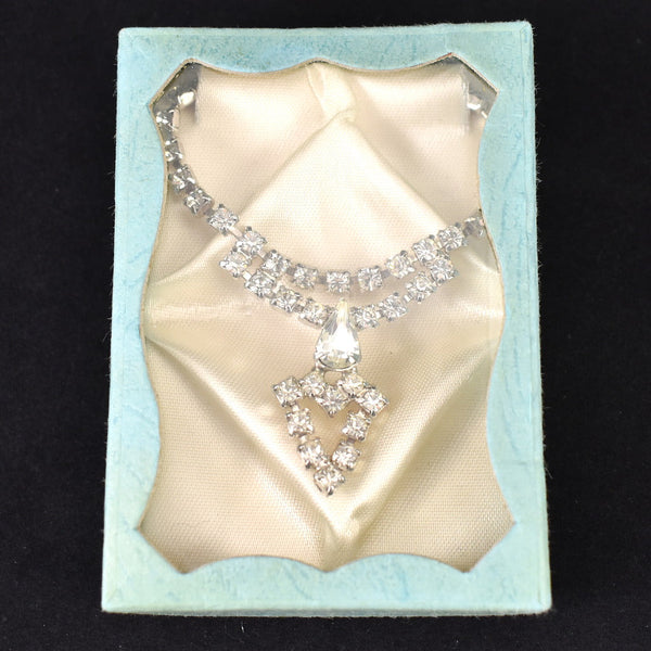 NOS Vintage Rhinestone Point Necklace Cats Like Us
