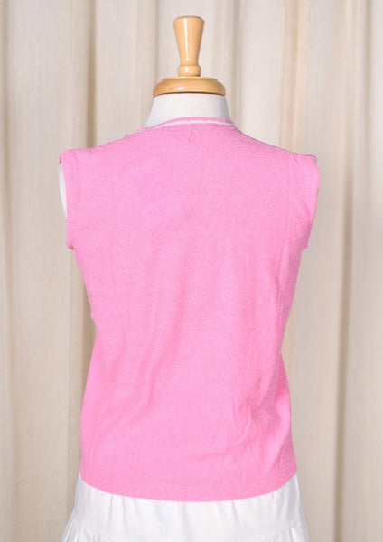 NWOT 1960s Vintage Pink V Neck Vest Top Cats Like Us