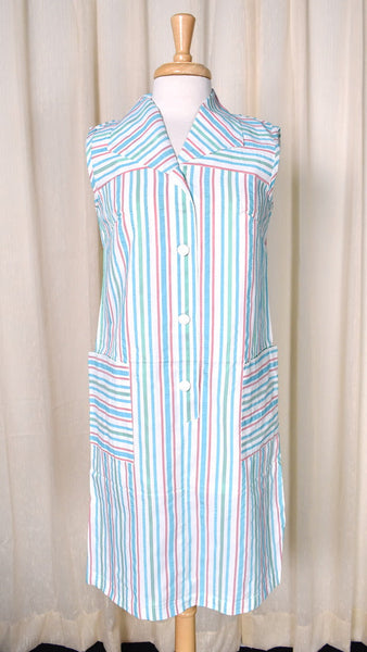 NWOT Vintage 1960s Blue Striped Dress Cats Like Us