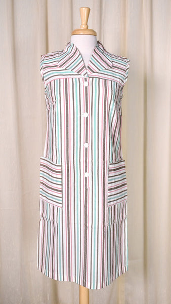 NWOT Vintage 1960s Brown Striped Dress Cats Like Us