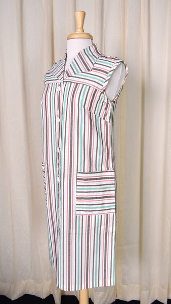 NWOT Vintage 1960s Brown Striped Dress Cats Like Us