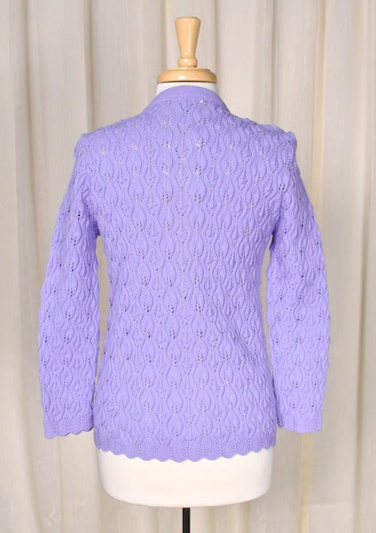 NWT 1960s Vintage Lavender Wavy Knit Cardigan Cats Like Us