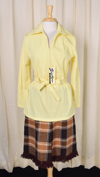 NWT 1960s Vintage Yellow Tunic Top Cats Like Us