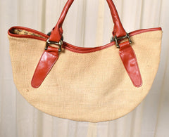 NWT 1970s Vintage Burlap Crescent Bag