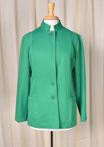 NWT 1970s Vintage Kelly Green Mandarin Collar Jacket Cats Like Us