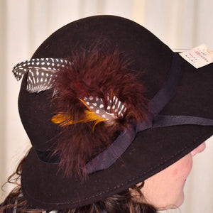 NWT 1980s Brown Wool Feather Hat Cats Like Us