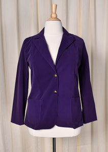 NWT 1980s Vintage Purple Velvet Blazer Jacket Cats Like Us
