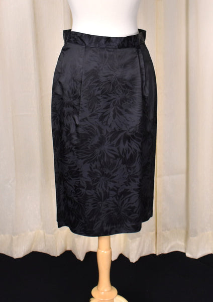 NWT 1990s Black on Black Floral Skirt Suit Cats Like Us