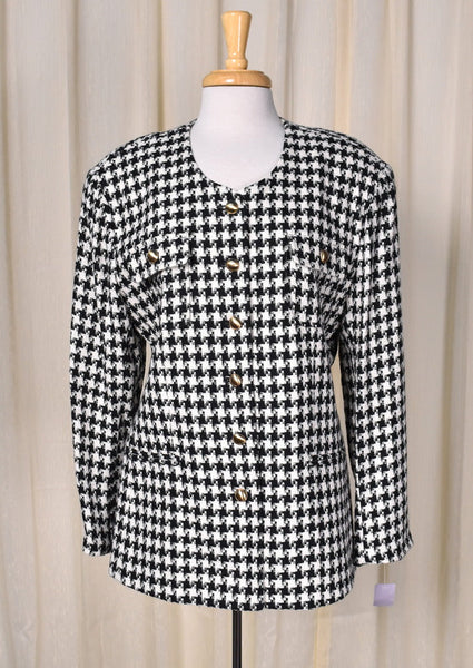 NWT 1990s Vintage Chanel Style Houndstooth Jacket Cats Like Us