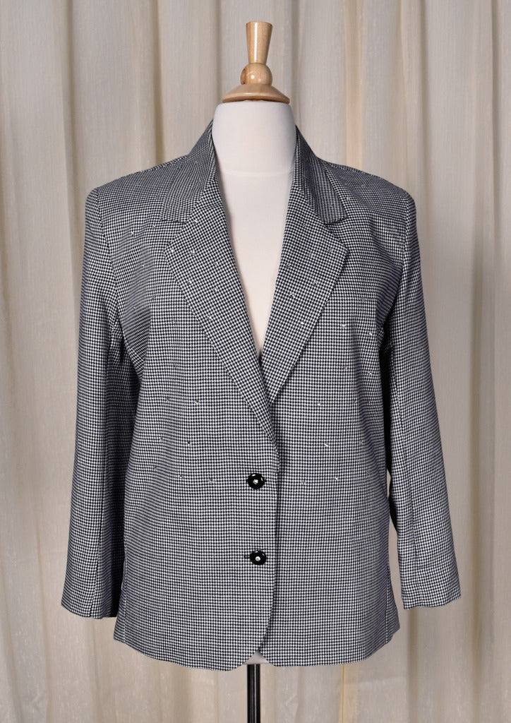 NWT 1990s Vintage Houndstooth Rhinestone Blazer Jacket – Cats Like Us