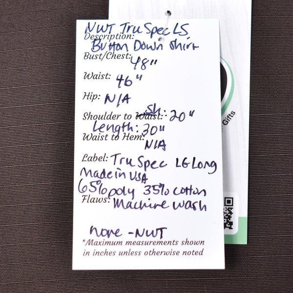 NWT 1990s Vintage LS Brown Tactical Shirt Cats Like Us