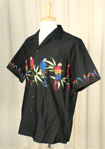 NWT Black Parrot Hawaiian Shirt Cats Like Us