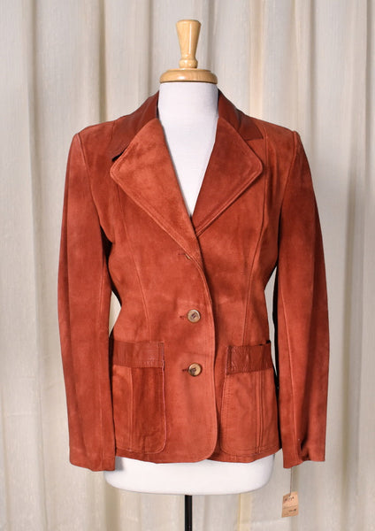 NWT Vintage 1980s Rust Suede & Leather Blazer Jacket Cats Like Us