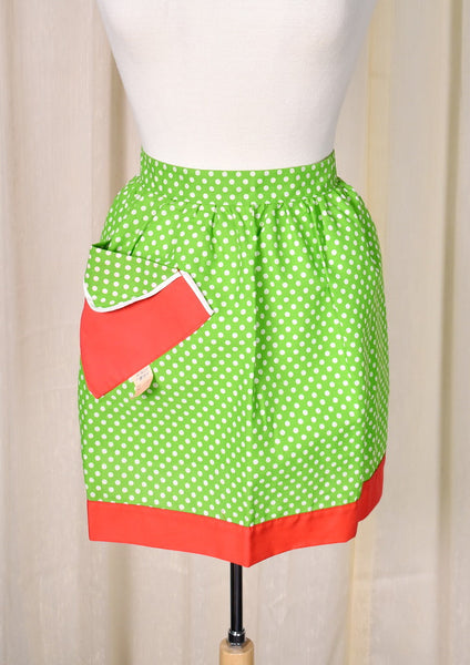 NWT Vintage Green Polka Dot Apron Cats Like Us