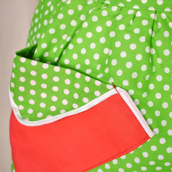 NWT Vintage Green Polka Dot Apron Cats Like Us