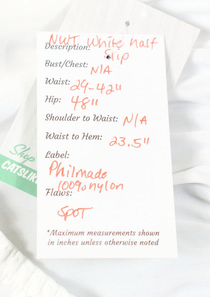 NWT White Vintage  Half Slip W29-42 L23 Cats Like Us