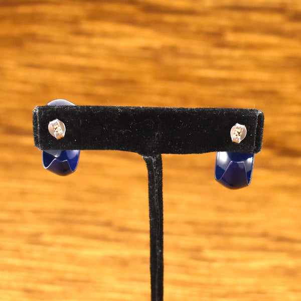 Navy Blue Enamel Hoop Earrings Cats Like Us