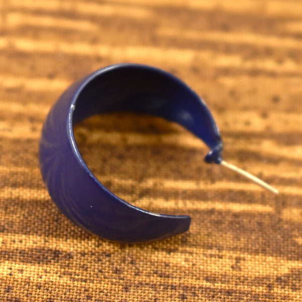 Navy Blue Enamel Hoop Earrings Cats Like Us