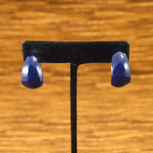 Navy Blue Enamel Hoop Earrings Cats Like Us