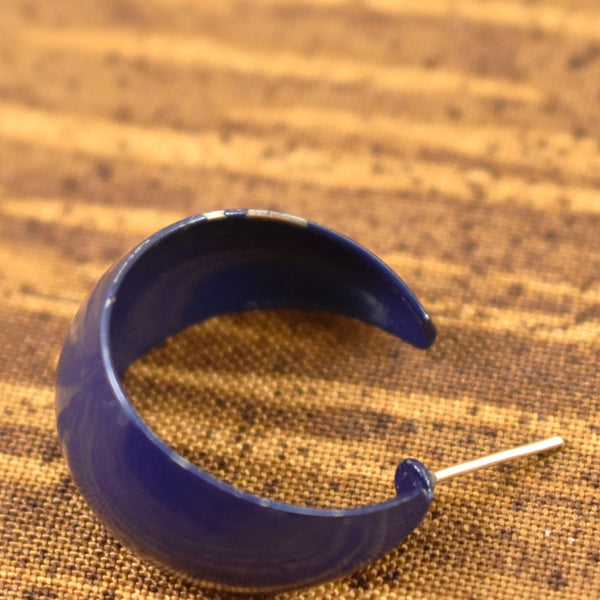 Navy Blue Enamel Hoop Earrings Cats Like Us