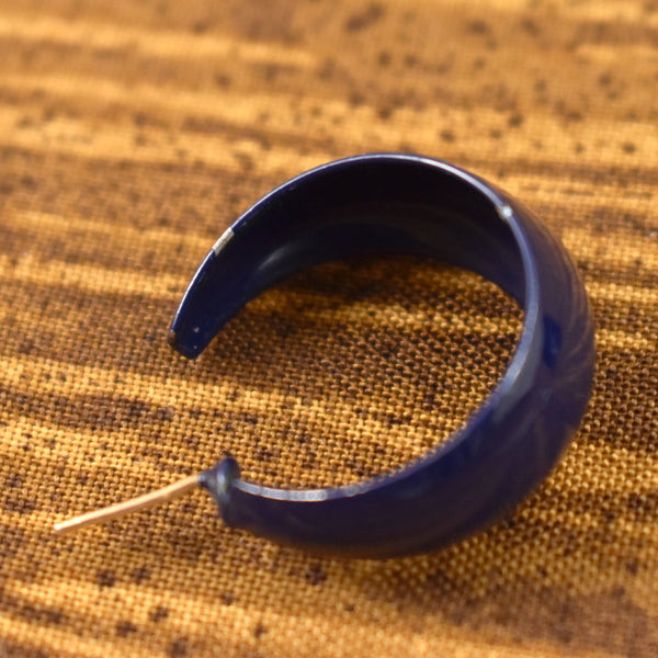 Navy Blue Enamel Hoop Earrings Cats Like Us