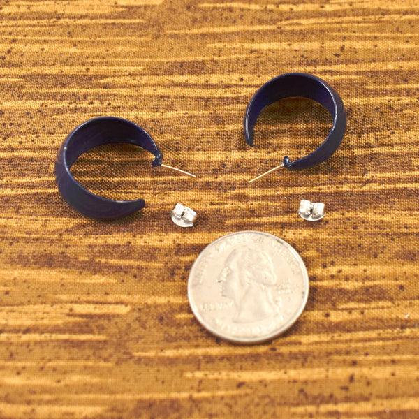 Navy Blue Enamel Hoop Earrings Cats Like Us