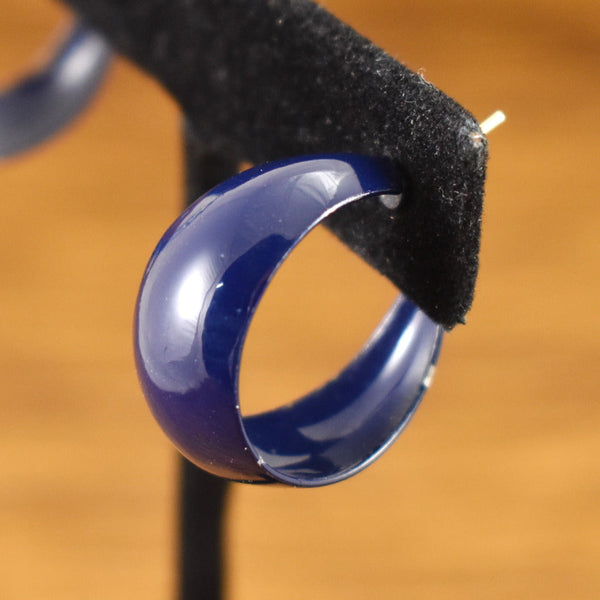 Navy Blue Enamel Hoop Earrings Cats Like Us