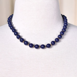 Navy & Gold Bead Necklace Cats Like Us