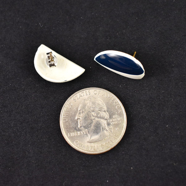 Navy & White Enamel Earrings Cats Like Us