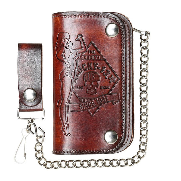 No Riders Embossed Chain Wallet Cats Like Us
