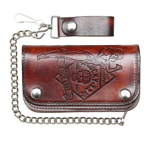 No Riders Embossed Chain Wallet Cats Like Us