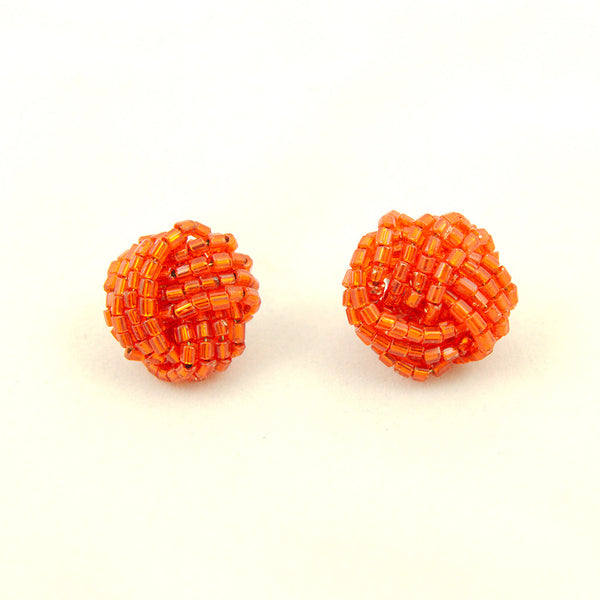 Orange Glass Bead Knot Earrings Cats Like Us
