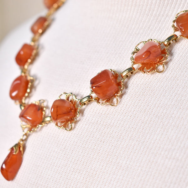 Orange Stone Necklace Set Cats Like Us
