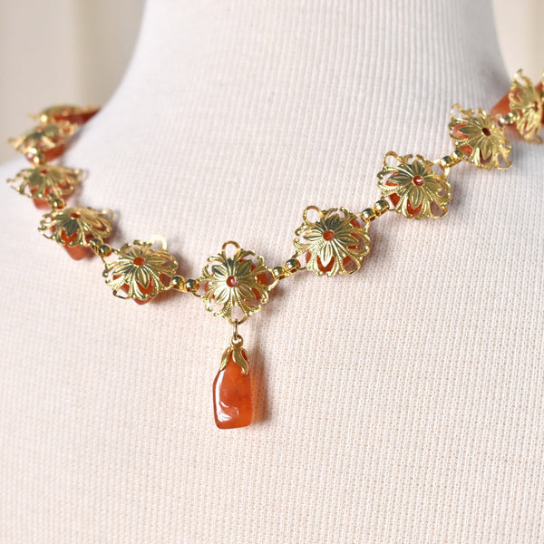 Orange Stone Necklace Set Cats Like Us