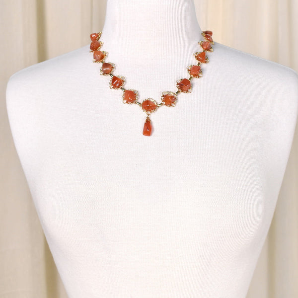 Orange Stone Necklace Set Cats Like Us